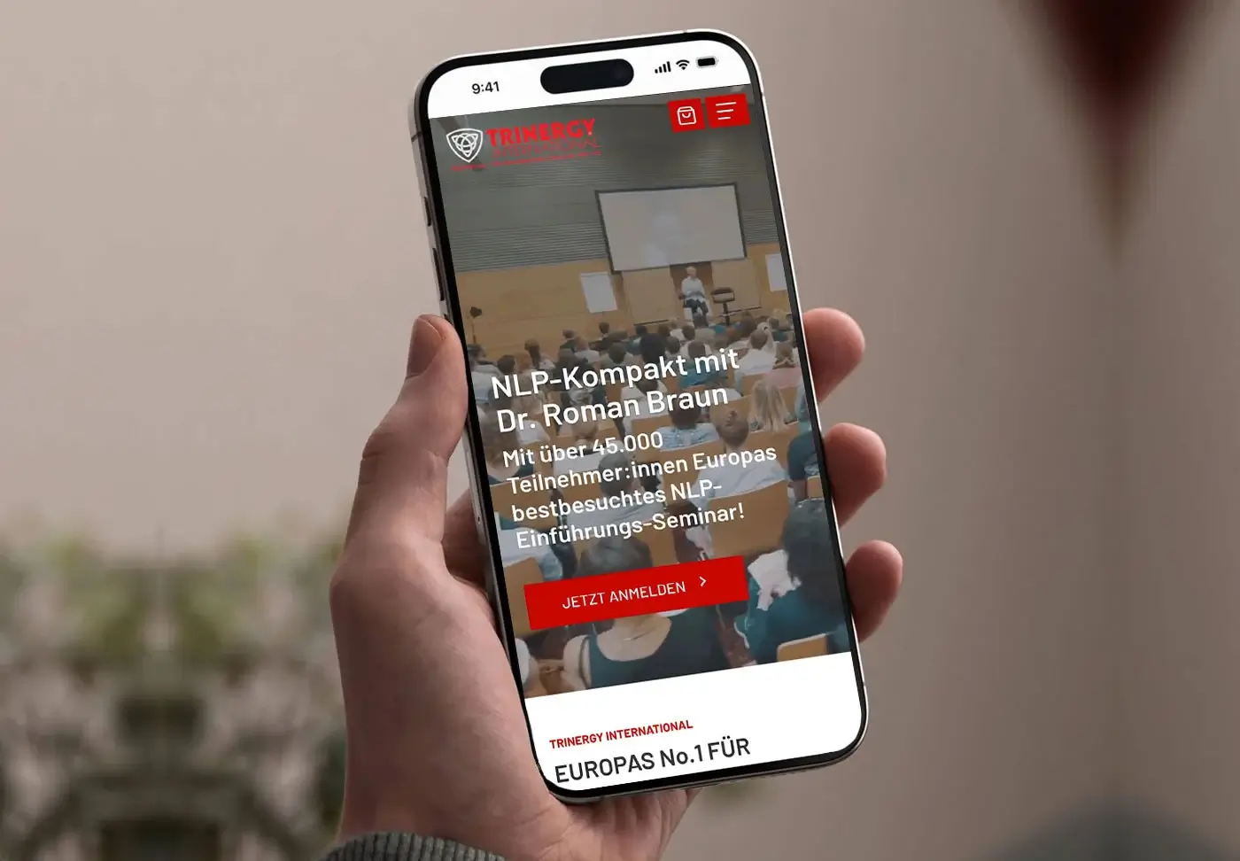 Trinergy Website auf Smartphone