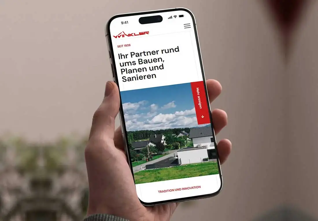 Winkler Website auf Smartphone Screen