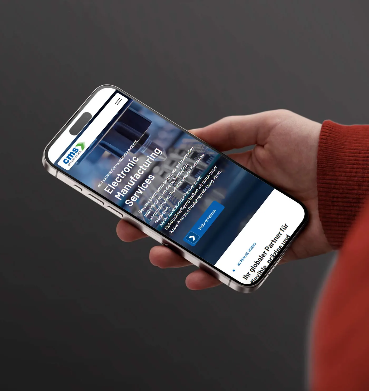 cms electronics Website auf Smartphone Screen