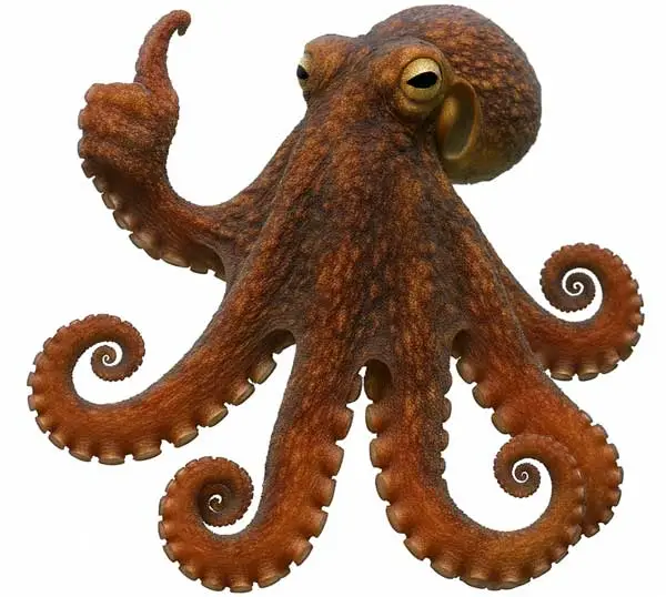 Oktopus zeigt Daumen nach oben für professionelle Premium Website